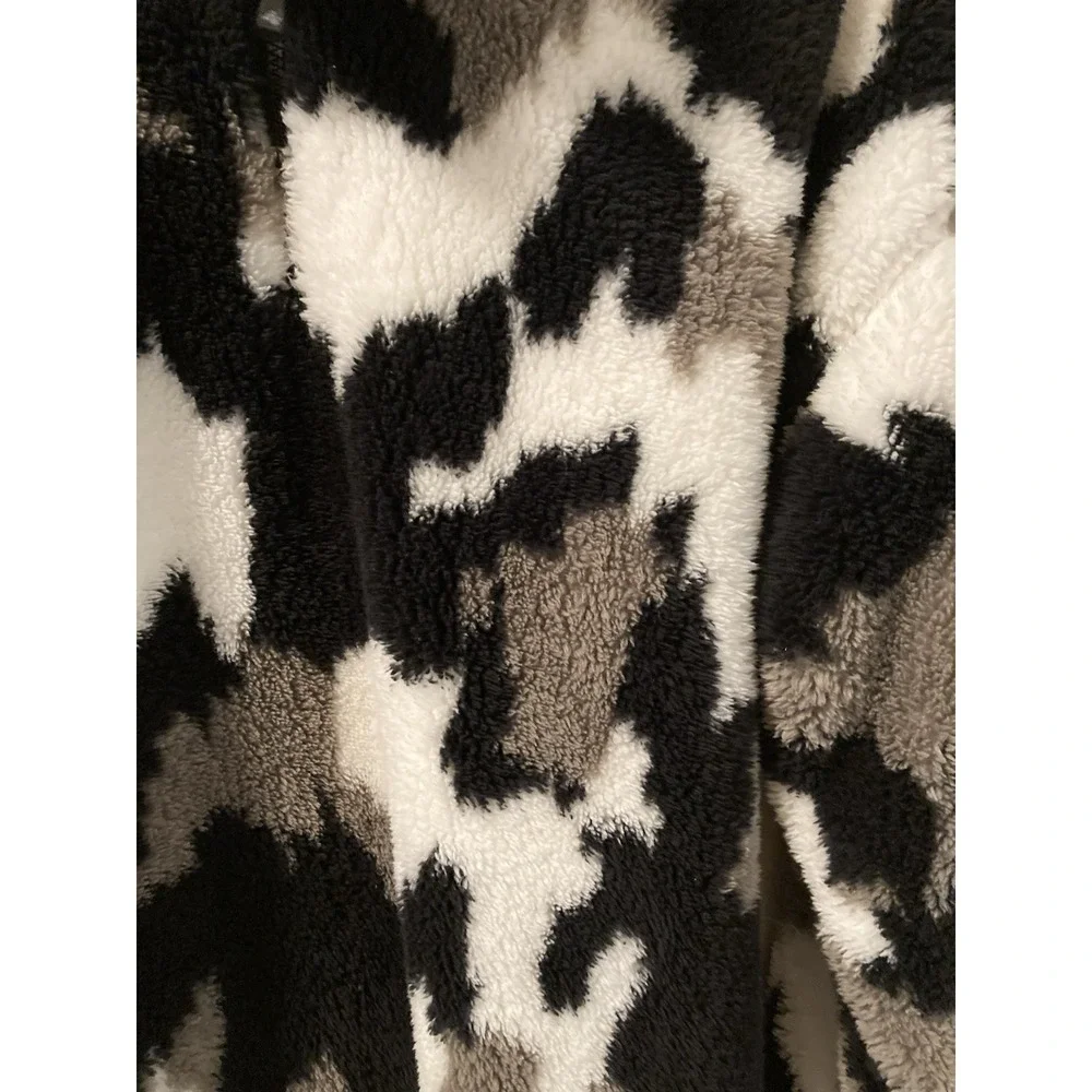 Eddie Bauer Womens 1/4‎ Zip Sweater Mock Neck Faux Fur Size XL Black Gray Cozy - Picture 5 of 9